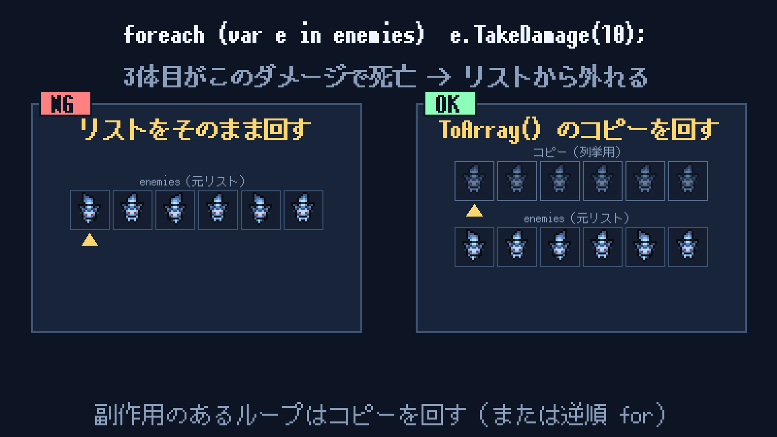 foreach の途中でリストを変更すると例外